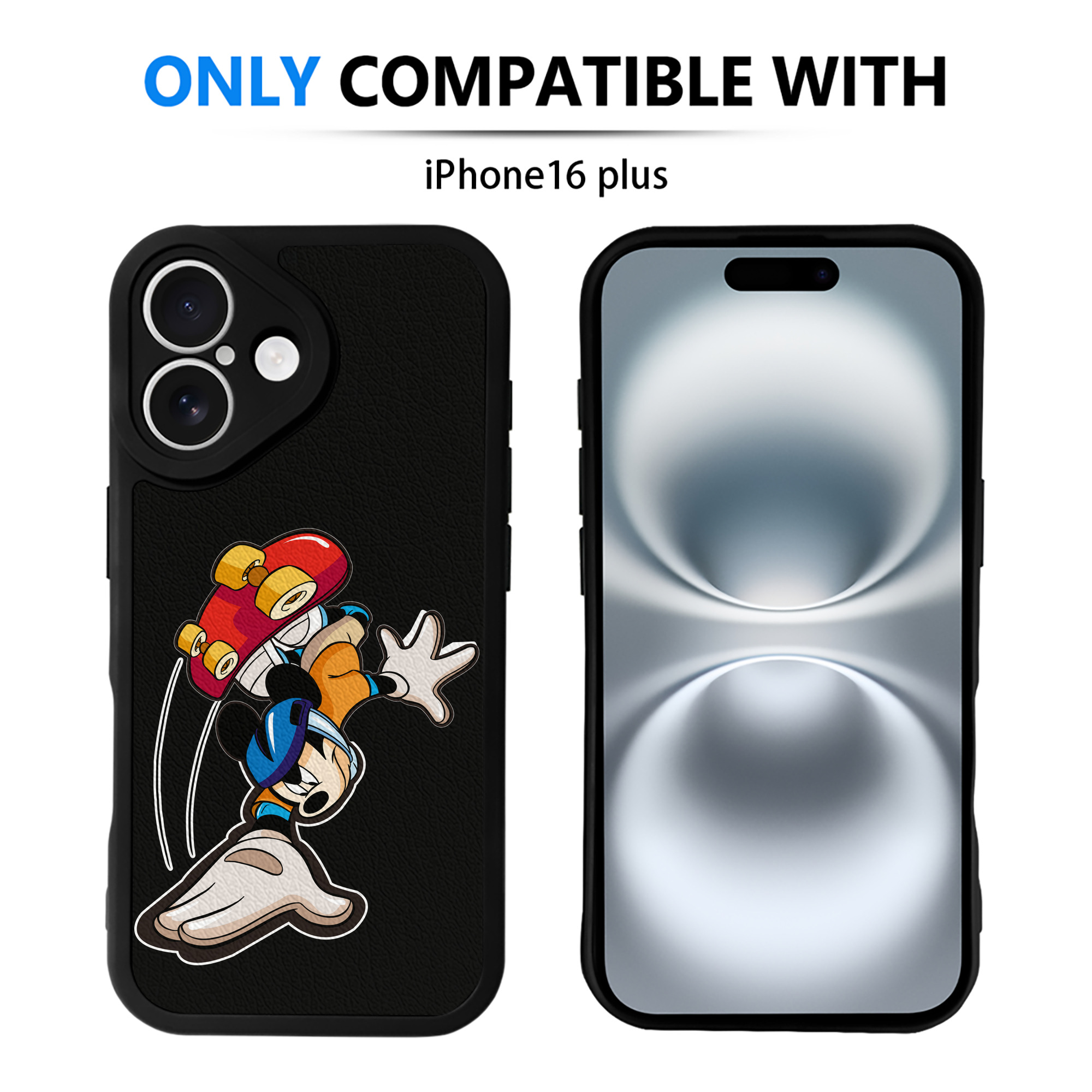 （画像用） ミッキーマウス Mickey Mouse 【iPhone 16シリーズ対応】シリコンスマホケース（レザー調） 材質：シリコン